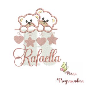 Matriz de Bordado - Ursinho Varal Nome Rafaella