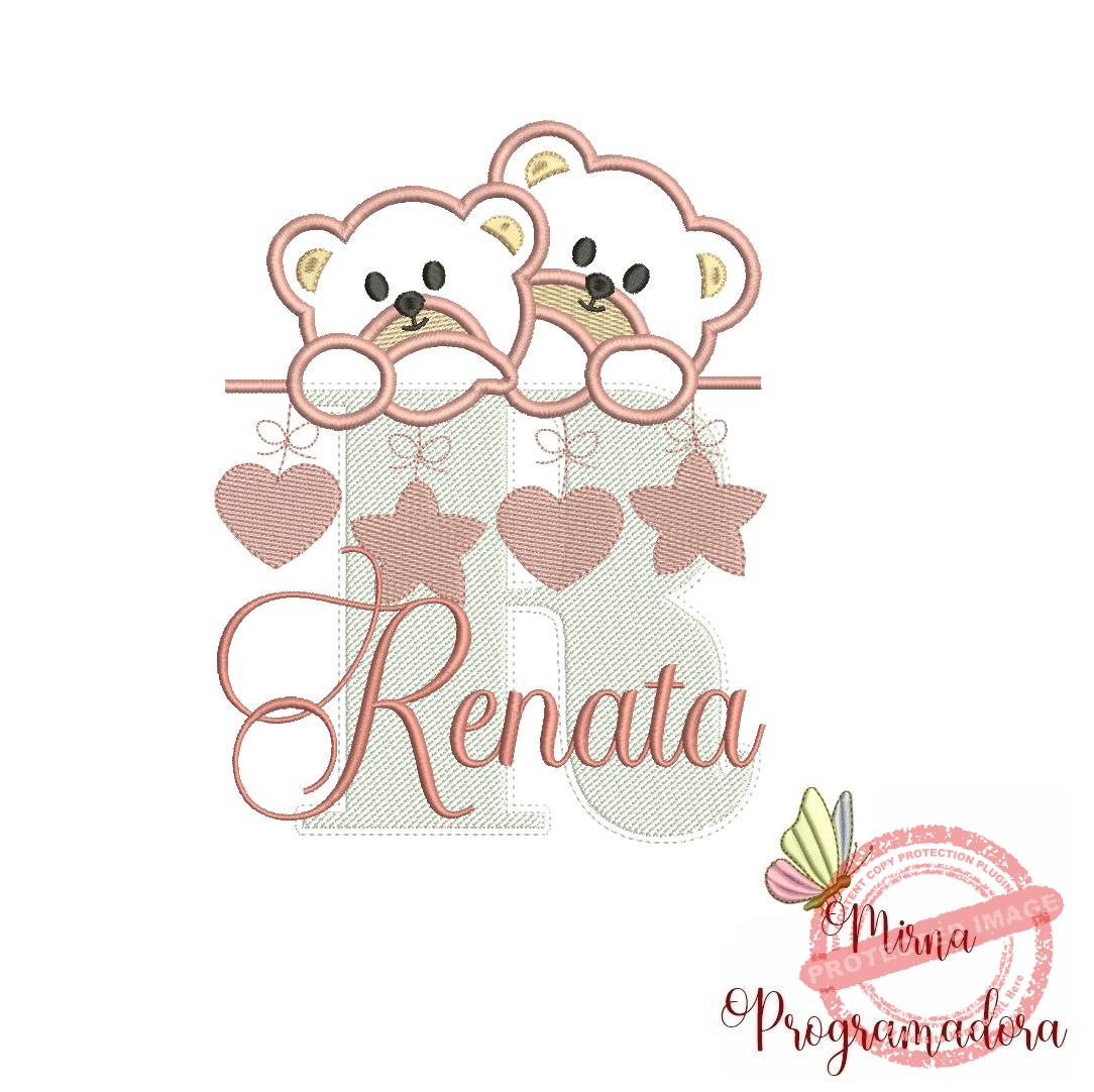 matriz de bordado renata Matriz de Bordado - Ursinho Varal Nome Renata - Imagem 1