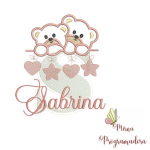 Matriz de Bordado - Ursinho Varal Nome Sabrina