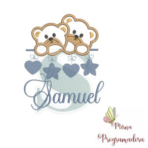 Matriz de Bordado - Ursinho Varal Nome Samuel