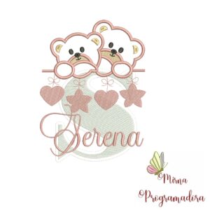Matriz de Bordado - Ursinho Varal Nome Serena