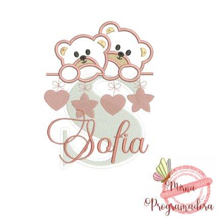 Matriz de Bordado - Ursinho Varal Nome Sofia