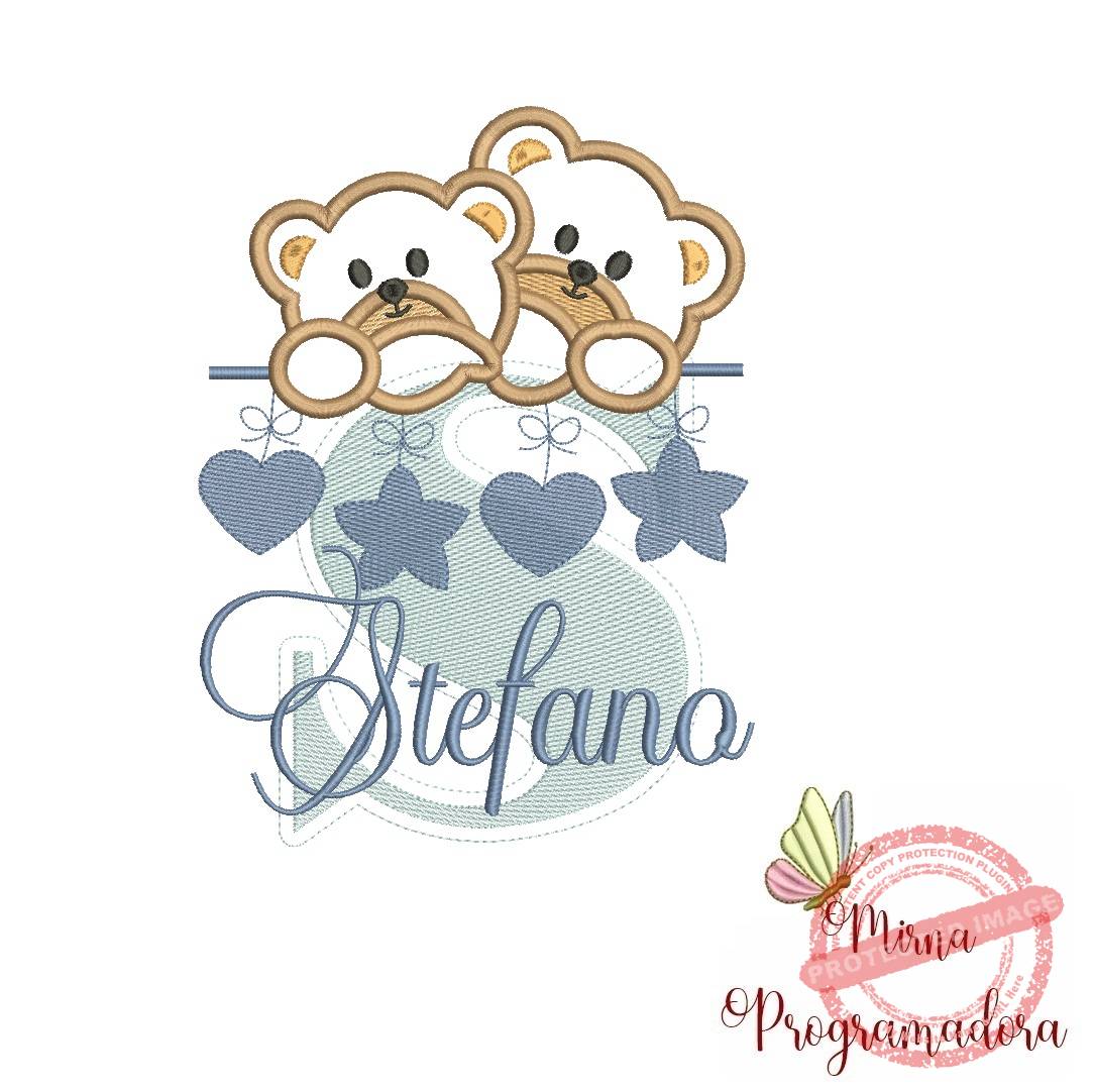 matriz de bordado stefano Matriz de Bordado - Ursinho Varal Nome Stefano - Imagem 1