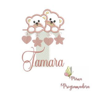 Matriz de Bordado - Ursinho Varal Nome Tamara