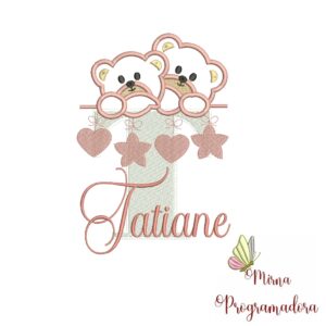 Matriz de Bordado - Ursinho Varal Nome Tatiane