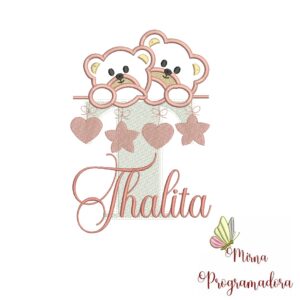 Matriz de Bordado - Ursinho Varal Nome Thalita