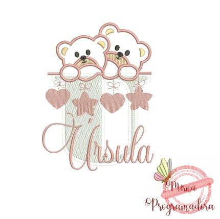 Matriz de Bordado - Ursinho Varal Nome Úrsula