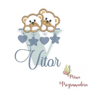 Matriz de Bordado - Ursinho Varal Nome Vitor