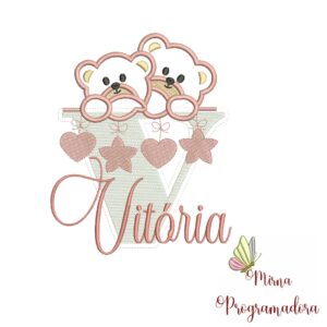 Matriz de Bordado - Ursinho Varal Nome Vitória