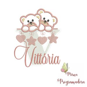 Matriz de Bordado - Ursinho Varal Nome Vittória
