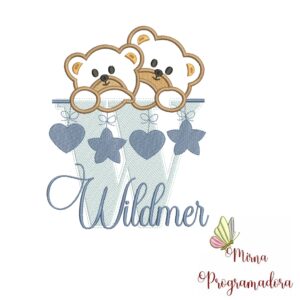 Matriz de Bordado - Ursinho Varal Nome Wildmer