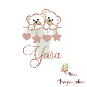 Matriz de Bordado - Ursinho Varal Nome Yara