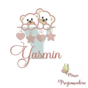 Matriz de Bordado - Ursinho Varal Nome Yasmin