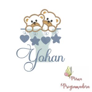 Matriz de Bordado - Ursinho Varal Nome Yohan
