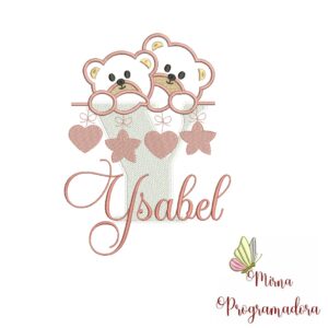 Matriz de Bordado - Ursinho Varal Nome Ysabel