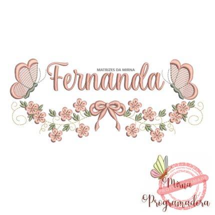 Matriz de Bordado Raminho Flores Borboletas Nome Fernanda