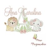 Matriz de Bordado Safari Menina Nome Ana Carolina