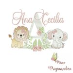 Matriz de Bordado Safari Menina Nome Ana Cecília
