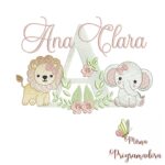 Matriz de Bordado Safari Menina Nome Ana Clara