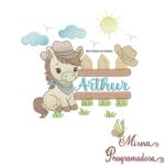 Matriz de Bordado Cenário Cavalinho Nome Arthur