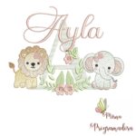 Matriz de Bordado Safari Menina Nome Ayla