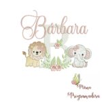Matriz de Bordado Safari Menina Nome Bárbara