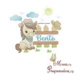 Matriz de Bordado Cenário Cavalinho Nome Bento
