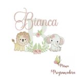 Matriz de Bordado Safari Menina Nome Bianca