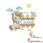 Matriz de Bordado Cenário Cavalinho Nome Caleb