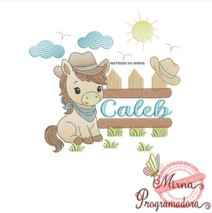 Matriz de Bordado Cenário Cavalinho Nome Caleb