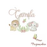Matriz de Bordado Safari Menina Nome Camila
