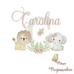 Matriz de Bordado Safari Menina Nome Carolina