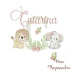 Matriz de Bordado Safari Menina Nome Catarina