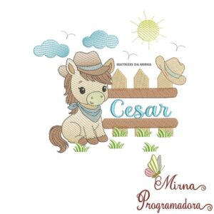 Matriz de Bordado Cenário Cavalinho Nome Cesar