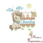 Matriz de Bordado Cenário Cavalinho Nome Charles