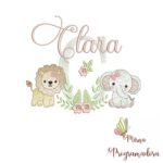 Matriz de Bordado Safari Menina Nome Clara