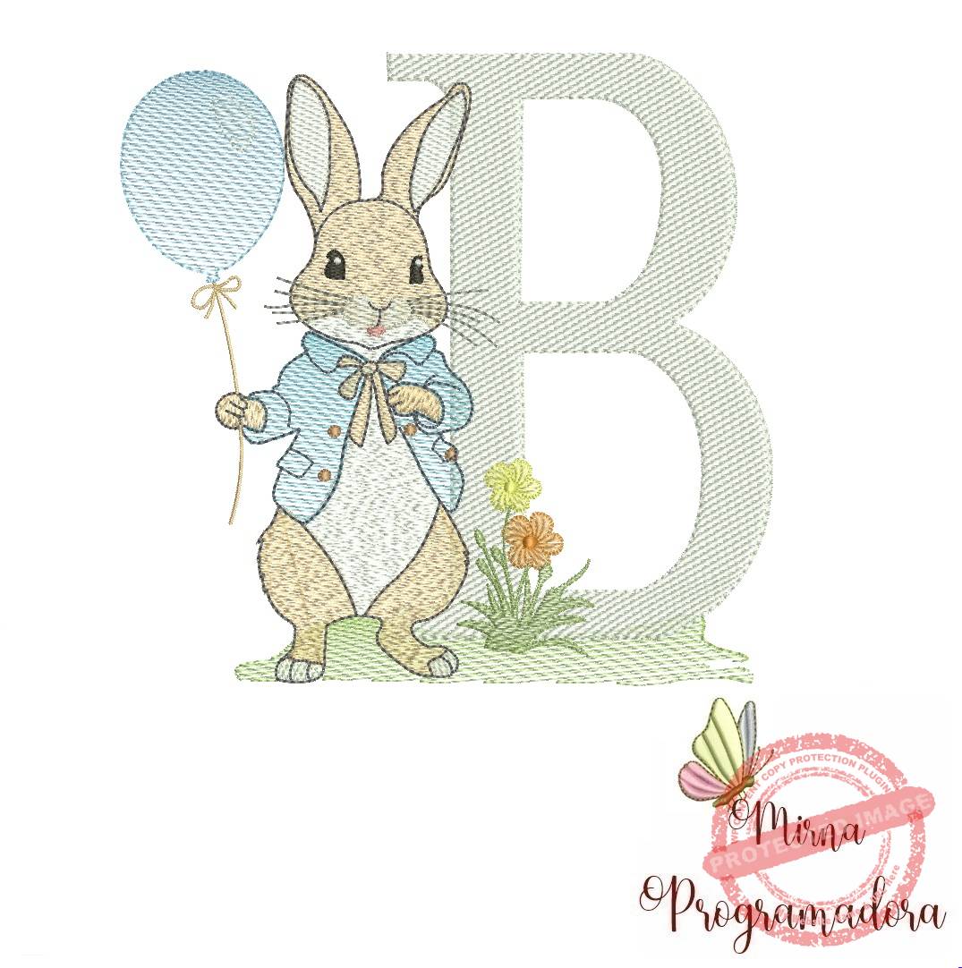 matriz de bordado coelhinho letra B Matriz de Bordado Coelhinho Letra B - Imagem 1