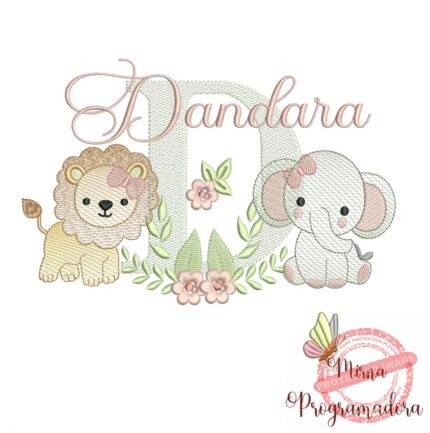 Matriz de Bordado Safari Menina Nome Dandara