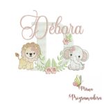 Matriz de Bordado Safari Menina Nome Débora