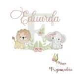 Matriz de Bordado Safari Menina Nome Eduarda