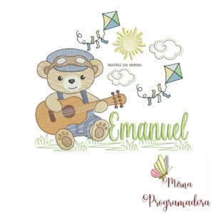 Matriz de Bordado Cenário Ursinho Violão Emanuel