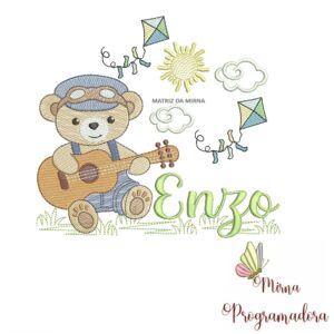 Matriz de Bordado Cenário Ursinho Violão Enzo
