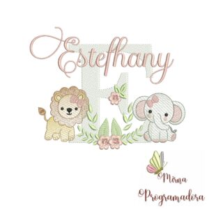 Matriz de Bordado Safari Menina Nome Estefhany