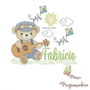 Matriz de Bordado Cenário Ursinho Violão Fabrício