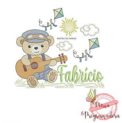 Matriz de Bordado Cenário Ursinho Violão Fabrício