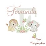 Matriz de Bordado Safari Menina Nome Fernanda
