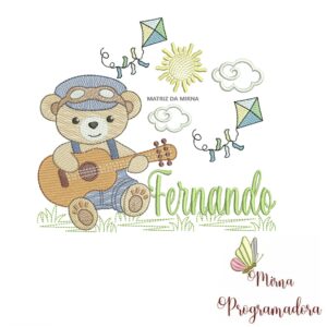 Matriz de Bordado Cenário Ursinho Violão Fernando
