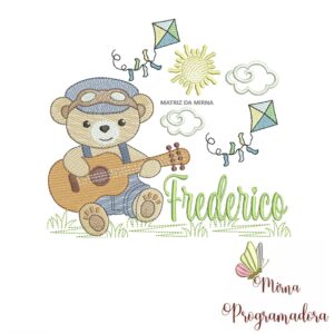 Matriz de Bordado Cenário Ursinho Violão Frederico