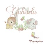 Matriz de Bordado Safari Menina Nome Gabriela
