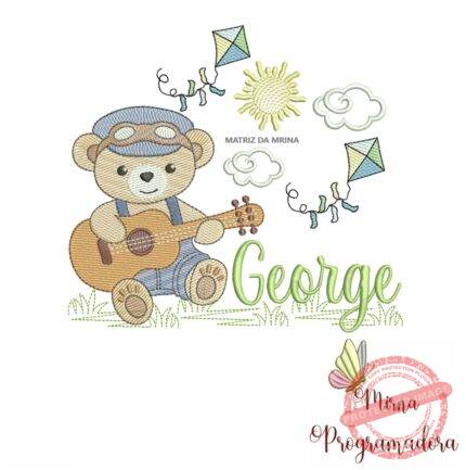 Matriz de Bordado Cenário Ursinho Violão George